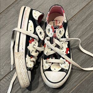 Converse Kids Black Hello Kitty Low Top Sneakers with Red Accents